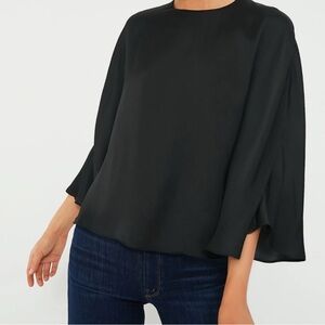 Tuckernuck Black Satin Twill Selma Cape Blouse